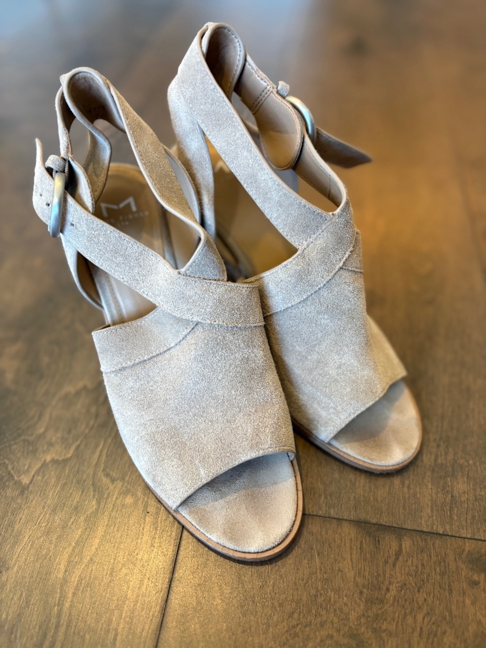 Marc Fisher gray suede heels